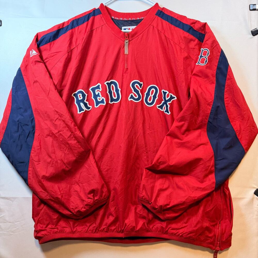 Majestic VTG Boston Red Sox Authentic 1/4 Zip Windbreaker Jacket Mens Size XXL